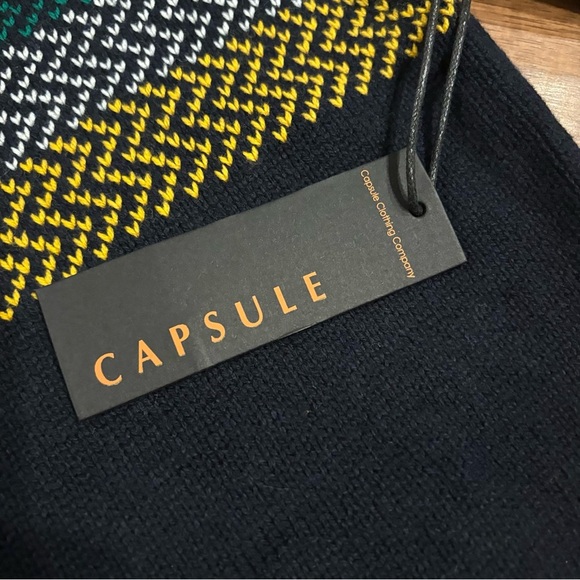 Capsule Chest Stripe Crew Neck Pullover Sweater Navy Multicolor Size M NWT - Picture 4 of 8